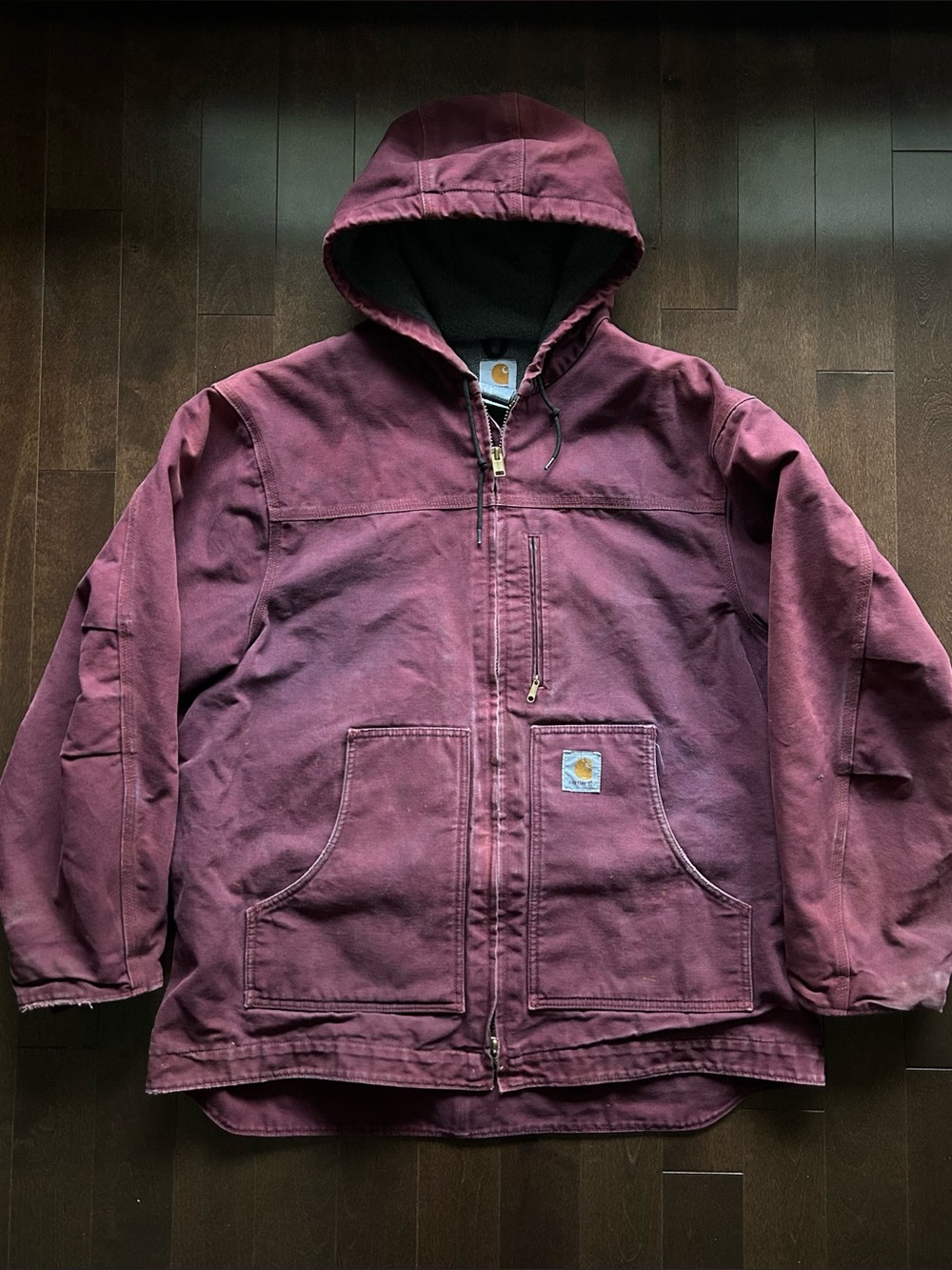 Vintage Carhartt Fleece Lined Hooded Workwear Jacket
